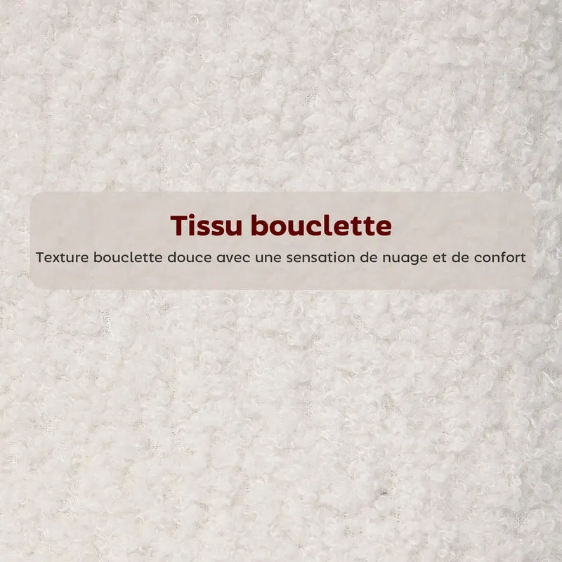 Lot de 2 tabourets de bar dossier courbé 49 x 52 x 95 cm assise rembourrée minimaliste cuisine en tissu bouclette crème 21_0003343