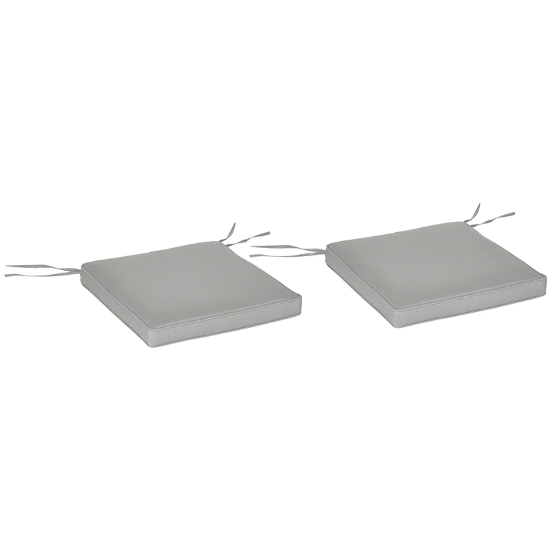 Lot de 2 coussins d'assise jardin 45 x 45 x 5 cm mousse haute densité déhoussables scandinave en polyester gris clair 21_0004638