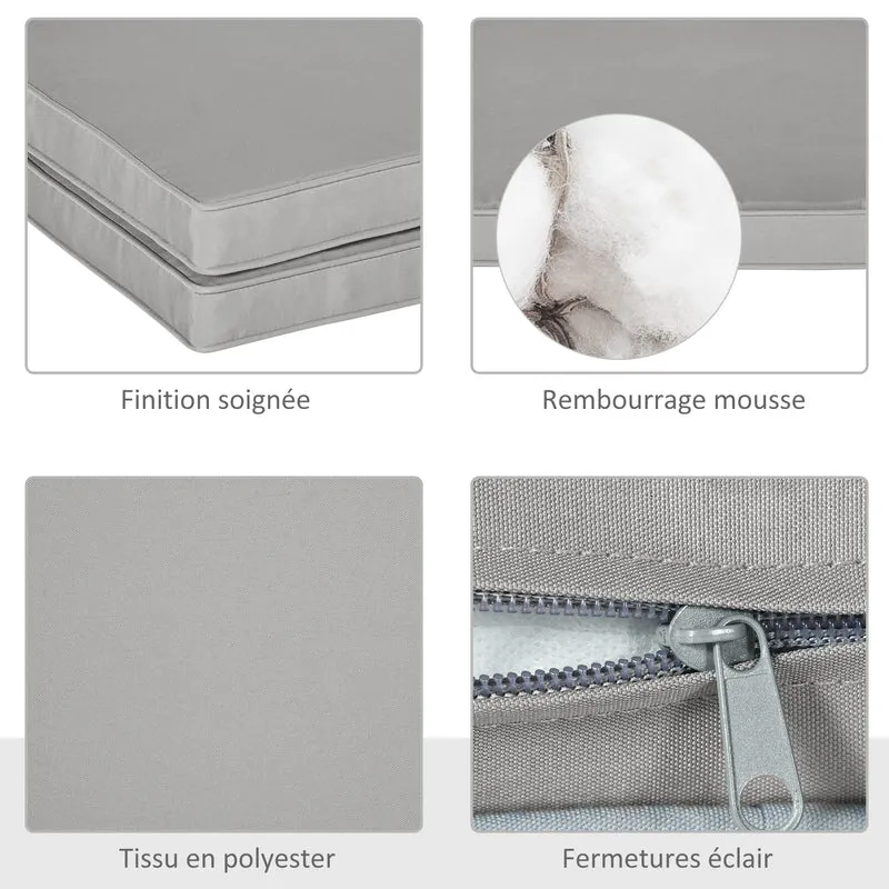 Lot de 2 coussins d'assise jardin 45 x 45 x 5 cm mousse haute densité déhoussables scandinave en polyester gris clair 21_0004638