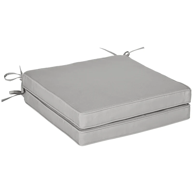 Lot de 2 coussins d'assise jardin 45 x 45 x 5 cm mousse haute densité déhoussables scandinave en polyester gris clair 21_0004638