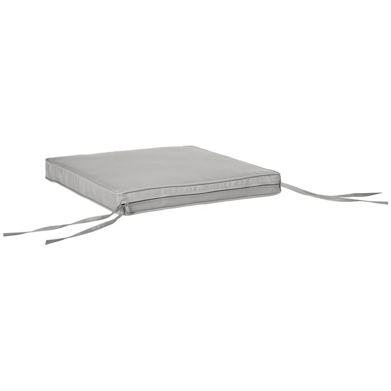 Lot de 2 coussins d'assise jardin 45 x 45 x 5 cm mousse haute densité déhoussables scandinave en polyester gris clair 21_0004638