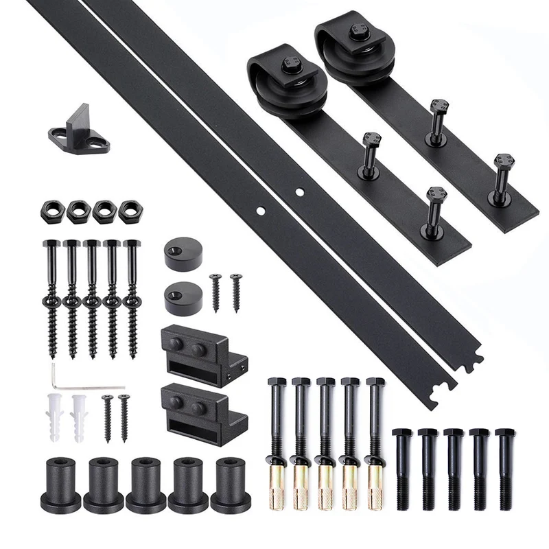 Kit de porte coulissante galandage intérieur 200 x 4 x 1 cm gain d'espace montage facile salon design en acier noir 21_0007142