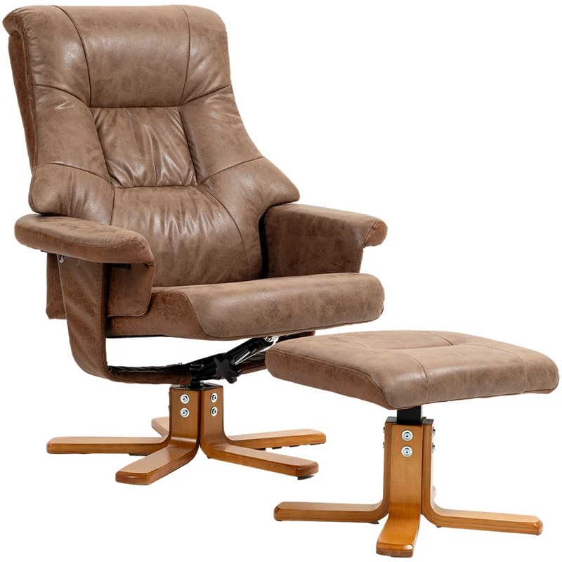 Fauteuil de relaxation inclinable 78 x 82,5 x 109 cm pivotant 360° confort mousse style moderne en microfibre marron 21_0001795