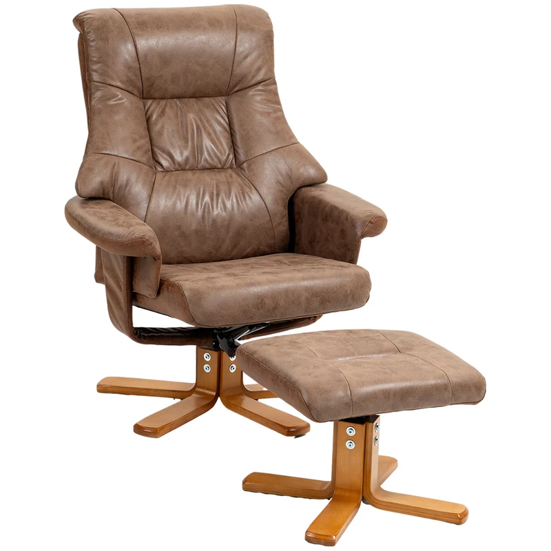 Fauteuil de relaxation inclinable 78 x 82,5 x 109 cm pivotant 360° confort mousse style moderne en microfibre marron 21_0001795