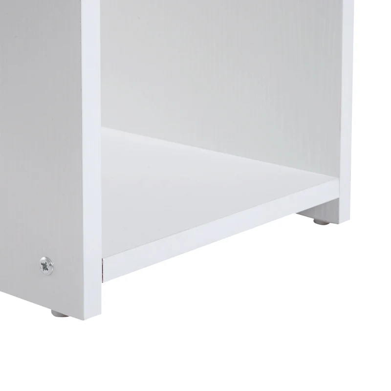 Bureau d'ordinateur compact 80 x 45 x 75 cm plateau clavier coulissant rangements épuré en panneau de particules blanc 21_0002406