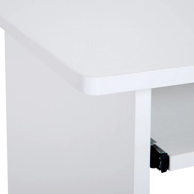 Bureau d'ordinateur compact 80 x 45 x 75 cm plateau clavier coulissant rangements épuré en panneau de particules blanc 21_0002406