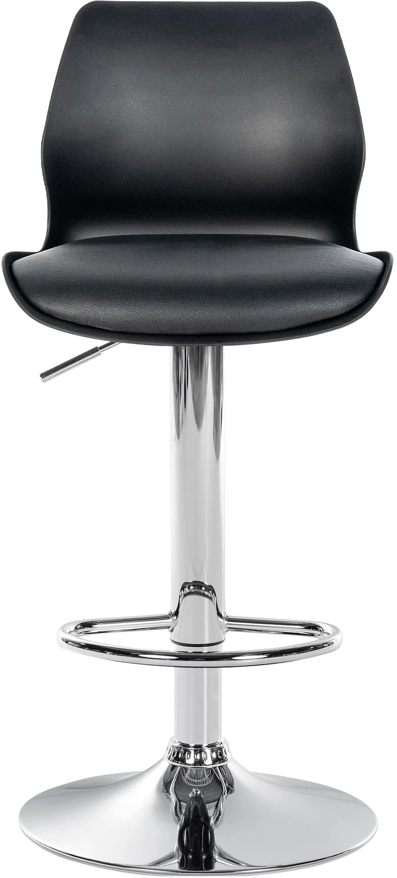Tabouret de bar x1 avec repose-pieds hauteur réglable pivotant en PVC noir et métal 10_0004904