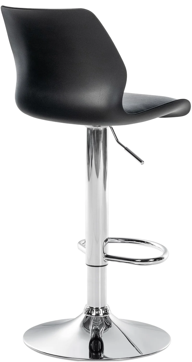 Tabouret de bar x1 avec repose-pieds hauteur réglable pivotant en PVC noir et métal 10_0004904
