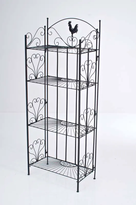 Etagère de rangement support plantes meuble pour terrasse balon salon en métal noir 10_0003979