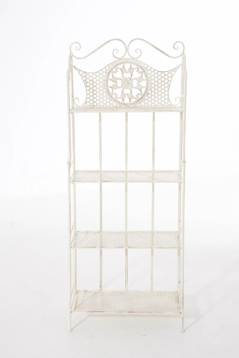 Etagère de rangement plantes 4 niveaux en fer 153x61x33 cm crème vieilli 10_0003718