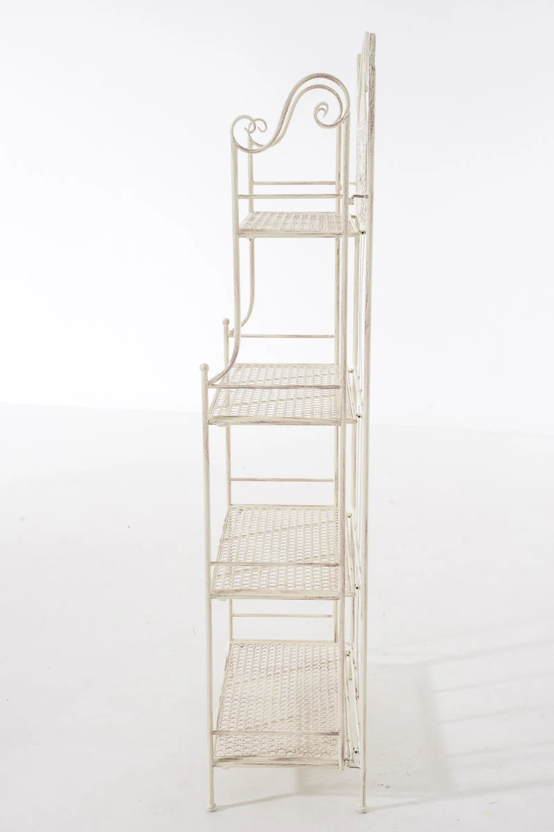 Etagère de rangement plantes 4 niveaux en fer 153x61x33 cm crème vieilli 10_0003718