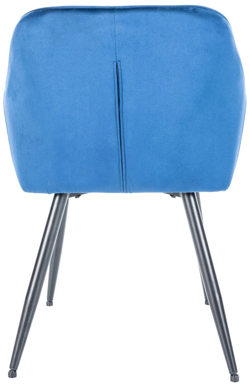Lot de 2 chaises de salle à manger design et moderne assise en velours bleu et pieds en métal noir 10_0001607