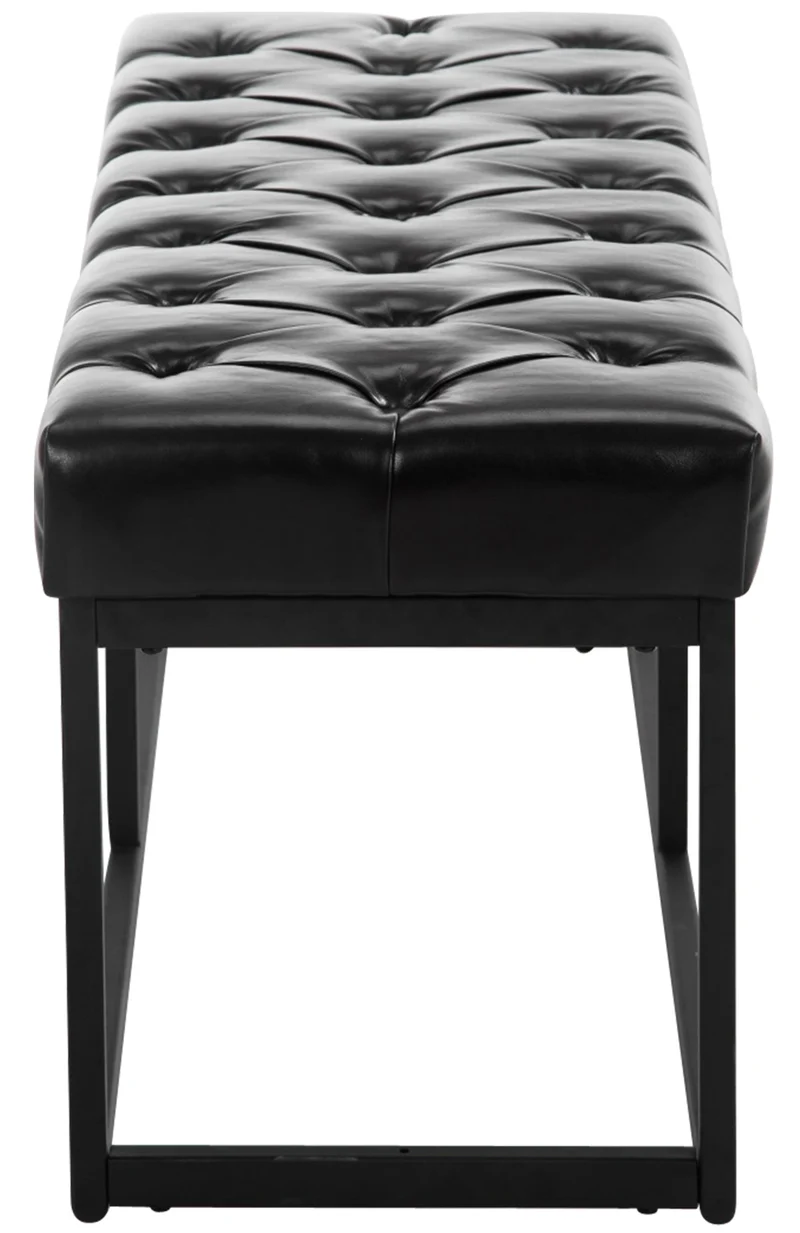 Banquette banc capitonné rembourré 100 cm avec pieds en métal noir PVC noir 10_0003629