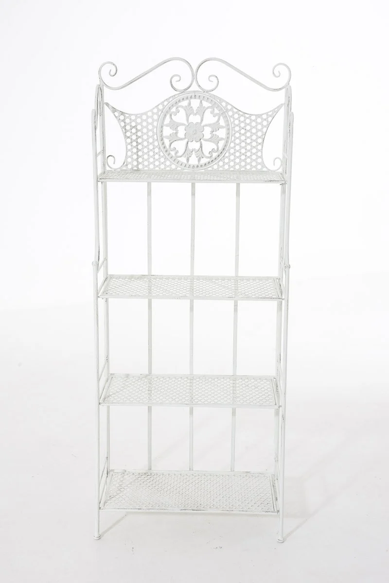 Etagère de rangement plantes 4 niveaux en fer 153x61x33 cm blanc vieilli ETA10025