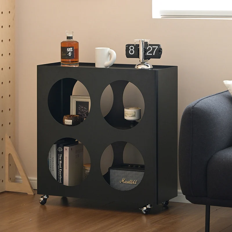 Contemporary Industrial Rectangular Hollow Circle Iron Lightweight Movable End Table 3-Tier For Living Room