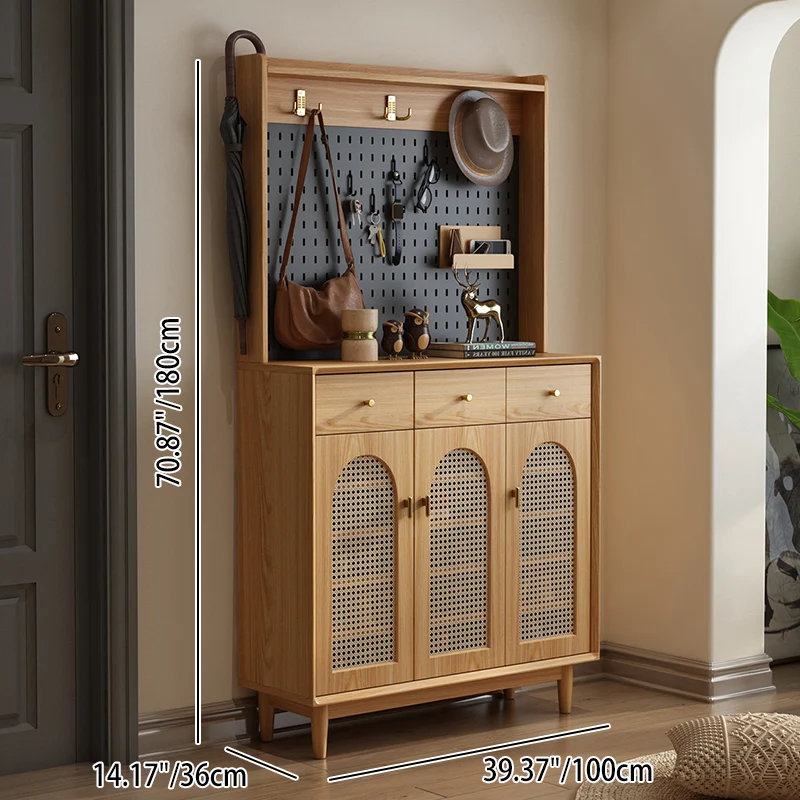 Modern Minimalist Eco Board Bamboo Charcoal Panels PVC Rectangular Shoe Storage With Coat Rack 2/3 Drawers Entryway Organizer For Hallway & Living Room