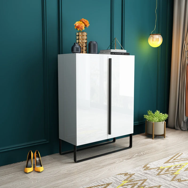 Modern Luxury MDF Rectangular Shoe Storage With Aluminum Alloy & Carbon Steel Frame 7-Tier Storage For Entryway
