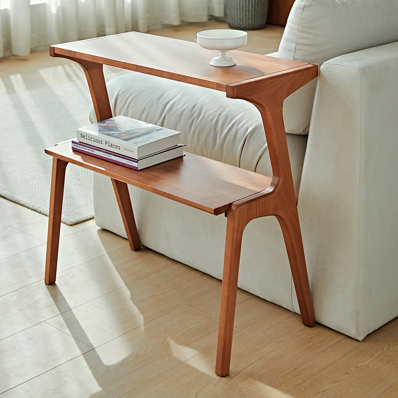 Contemporary Retro Antler Shape Rubberwood Beech Wood Lightweight End Table 2-Layer For Living Room
