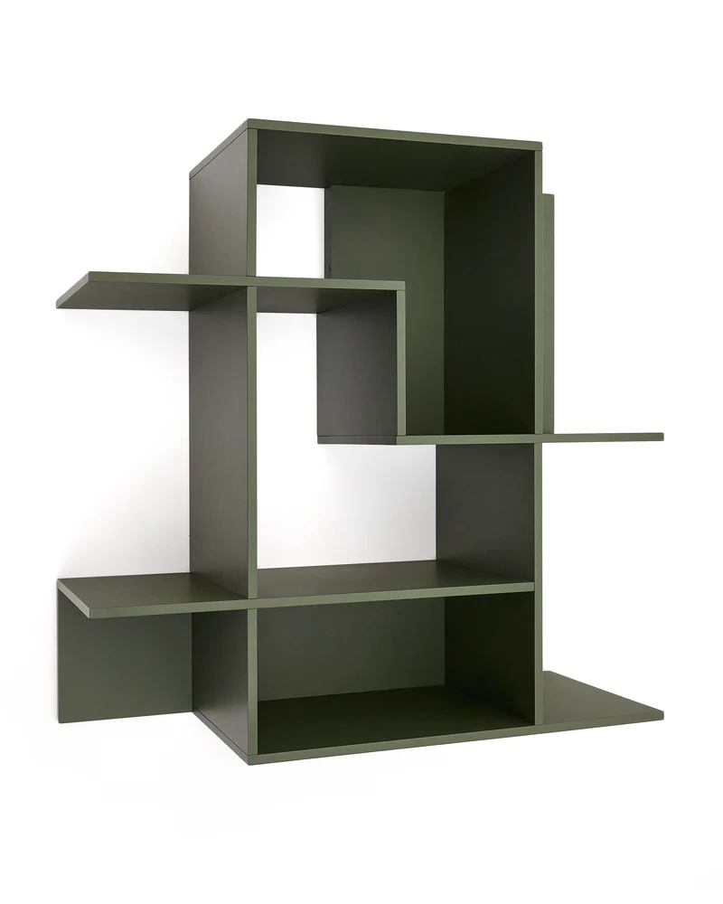 Ina modular shelving unit in green lacquered MDF 80 x 80cm FSC 100%