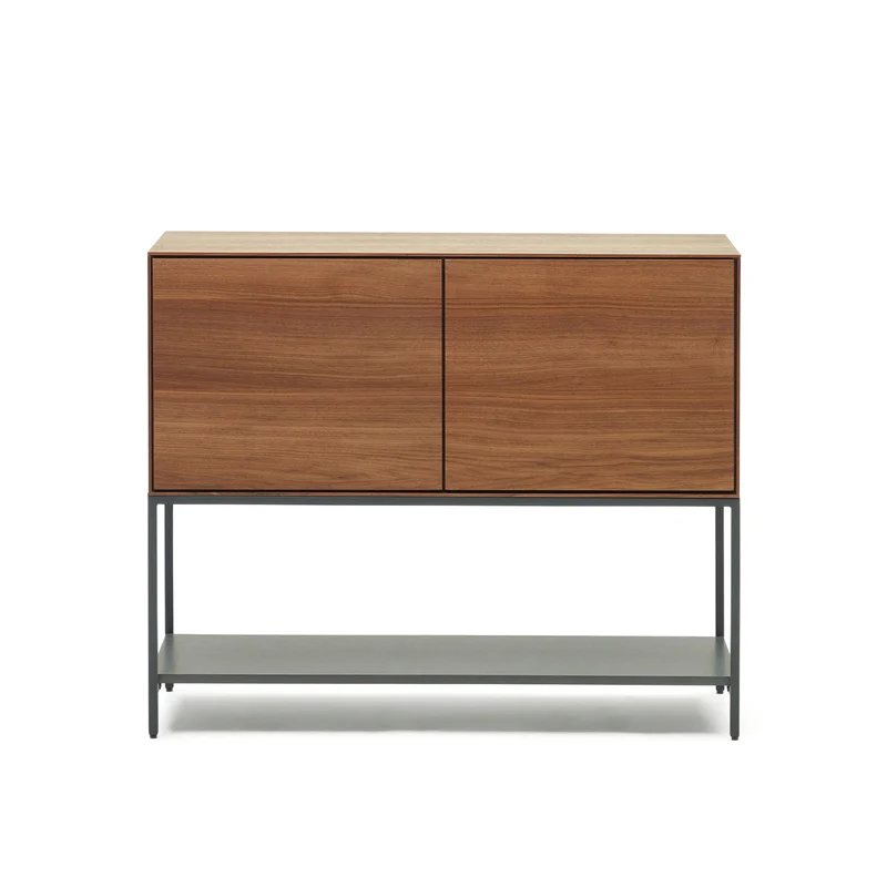 Vedrana 2 door sideboard in walnut veneer with steel legs, 97.5 x 80 cm