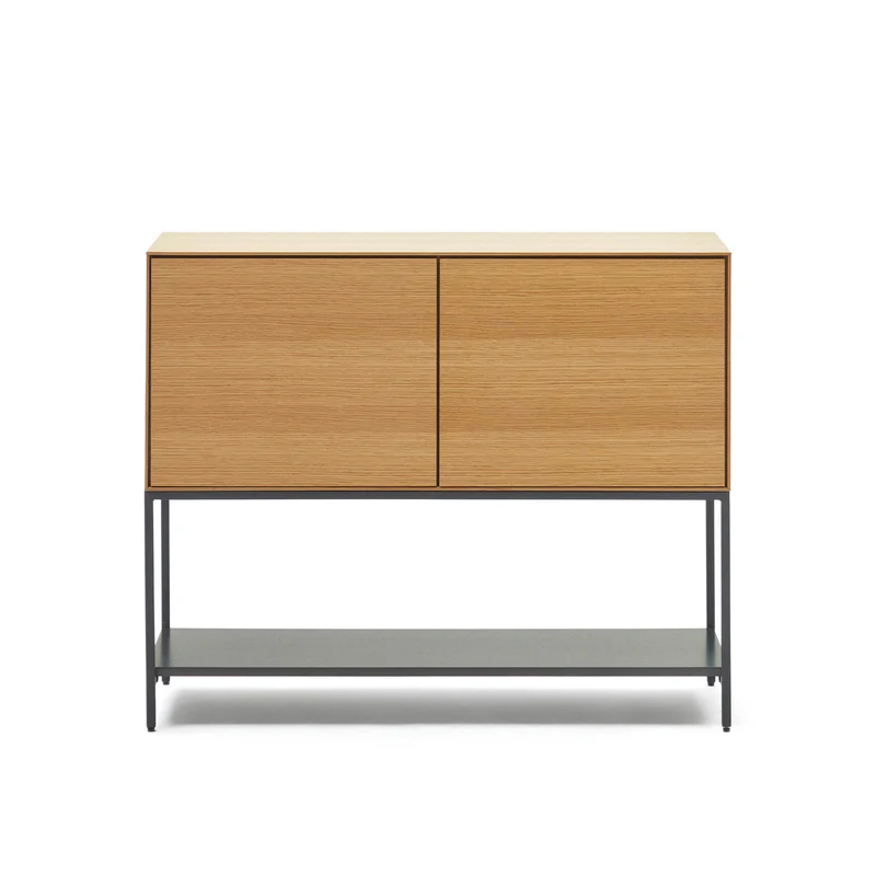 Vedrana 2 door sideboard in oak veneer with steel legs, 98 x 80 cm