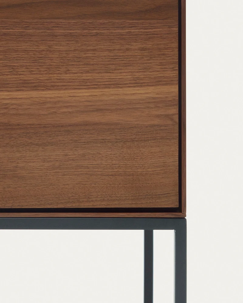 Vedrana 4 door tall sideboard in walnut veneer with steel legs, 97.5 x 160 cm