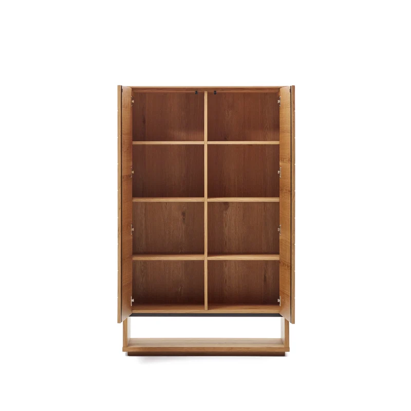 Alguema tall sideboard with 2 doors in oak wood veneer with natural finish, 100 x 163,5 cm