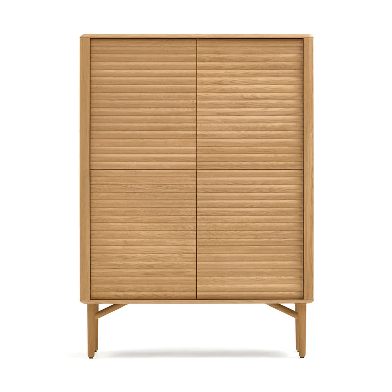 Lenon tall console with 4 oak wood doors and an oak veneer, 104.5 x 144 cm FSC MIX Credit