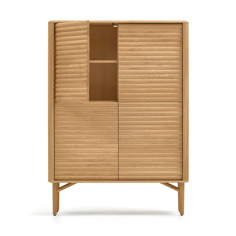 Lenon tall console with 4 oak wood doors and an oak veneer, 104.5 x 144 cm FSC MIX Credit
