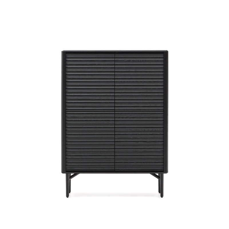Lenon tall sideboard, 4 doors solid wood and black oak veneer 104,5x144 cm FSC Mix Credit
