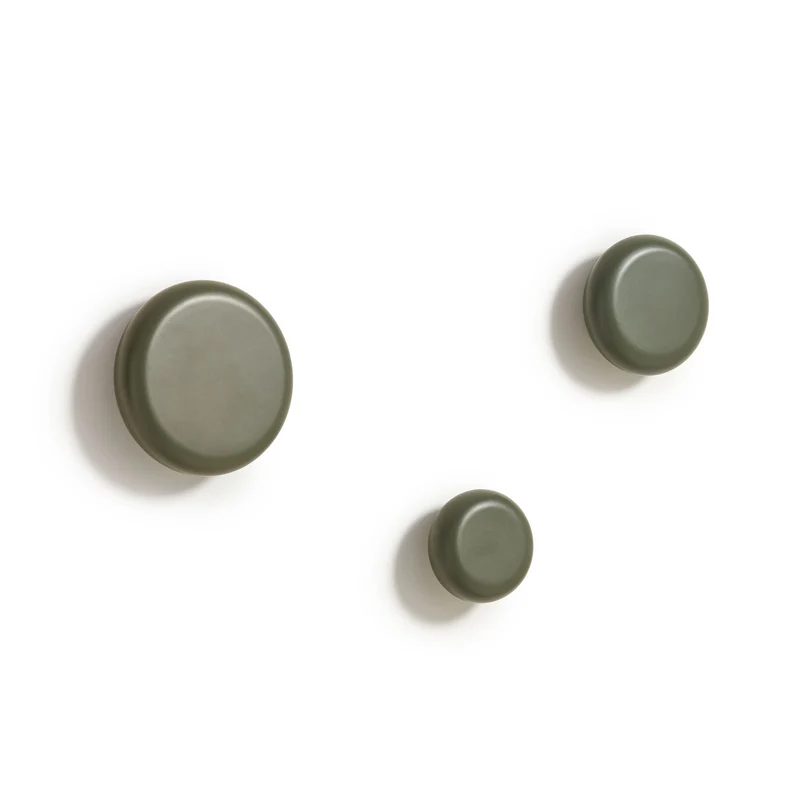 Nadue set of 3 solid beech wood wall hooks with a green finish