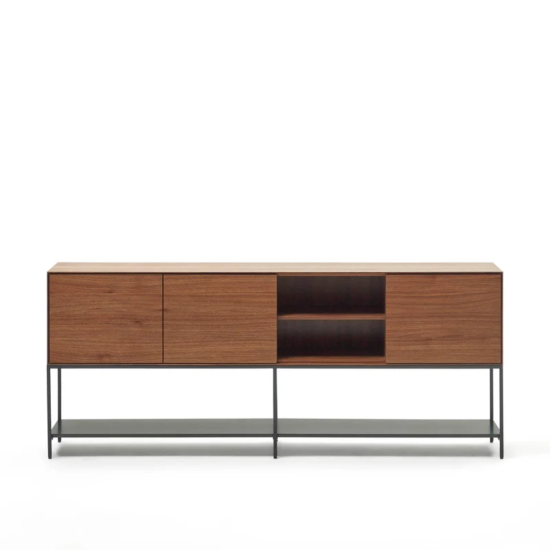 Vedrana 3 door sideboard in walnut veneer with steel legs, 195 x 80 cm