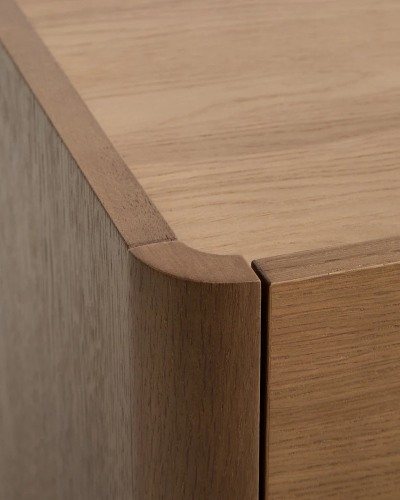Arelida TV stand made of oak veneer and solid oak wood with light brown finish 200 x 44 cm FSC Mix Credit