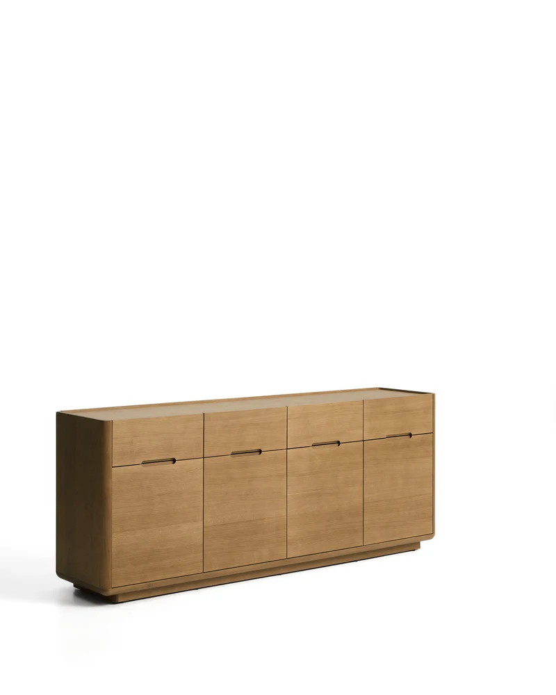 Arelida sideboard in oak veneer and solid oak wood with light brown finish 200 x 80 cm FSC Mix Credit