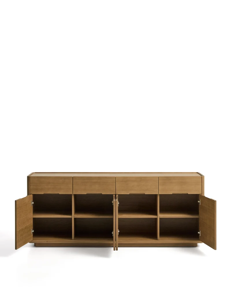 Arelida sideboard in oak veneer and solid oak wood with light brown finish 200 x 80 cm FSC Mix Credit