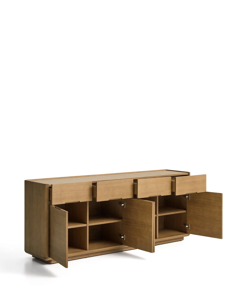 Arelida sideboard in oak veneer and solid oak wood with light brown finish 200 x 80 cm FSC Mix Credit