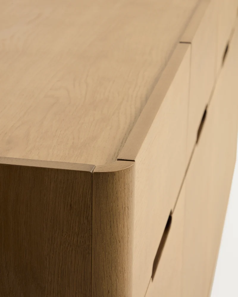 Arelida sideboard in oak veneer and solid oak wood with light brown finish 200 x 80 cm FSC Mix Credit