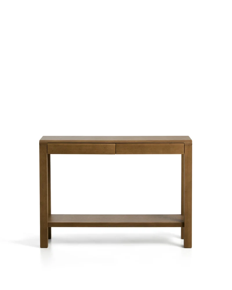 Arelida console table made of oak veneer and solid oak wood with light brown finish 112 x 80 cm FSC Mix Credit