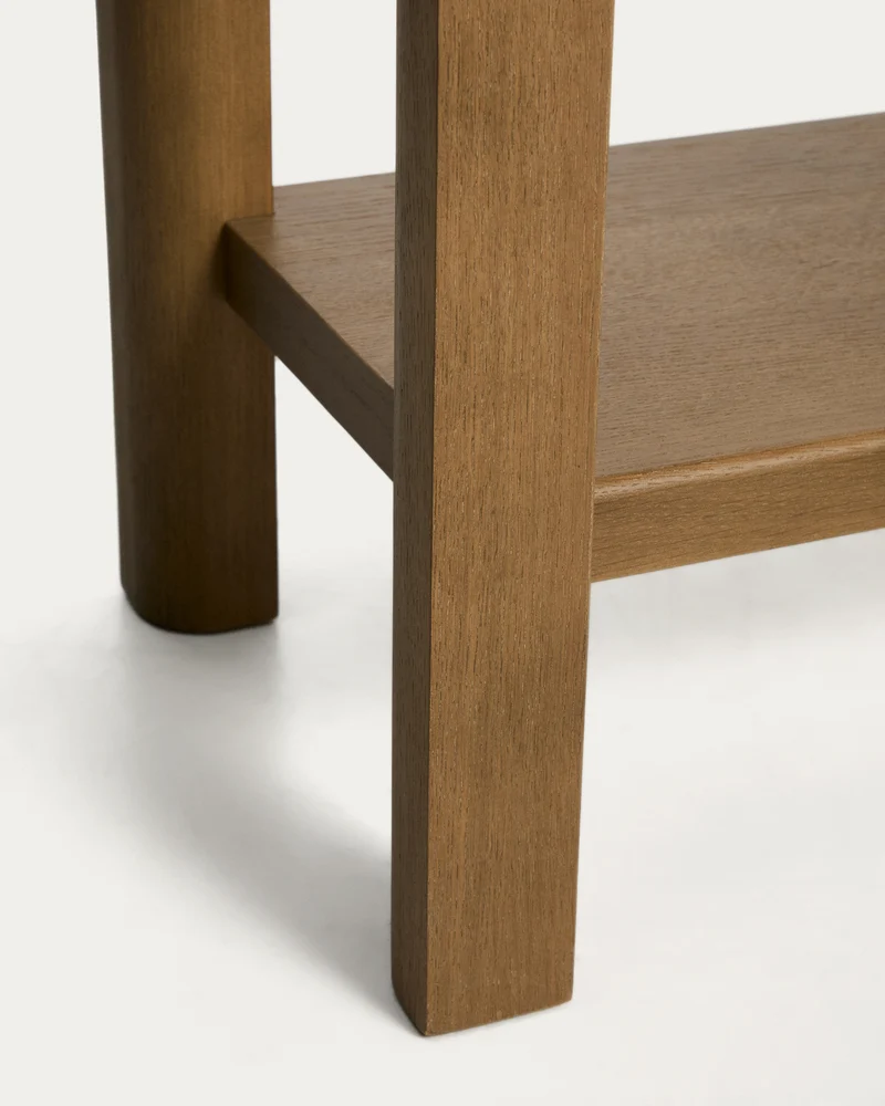 Arelida console table made of oak veneer and solid oak wood with light brown finish 112 x 80 cm FSC Mix Credit