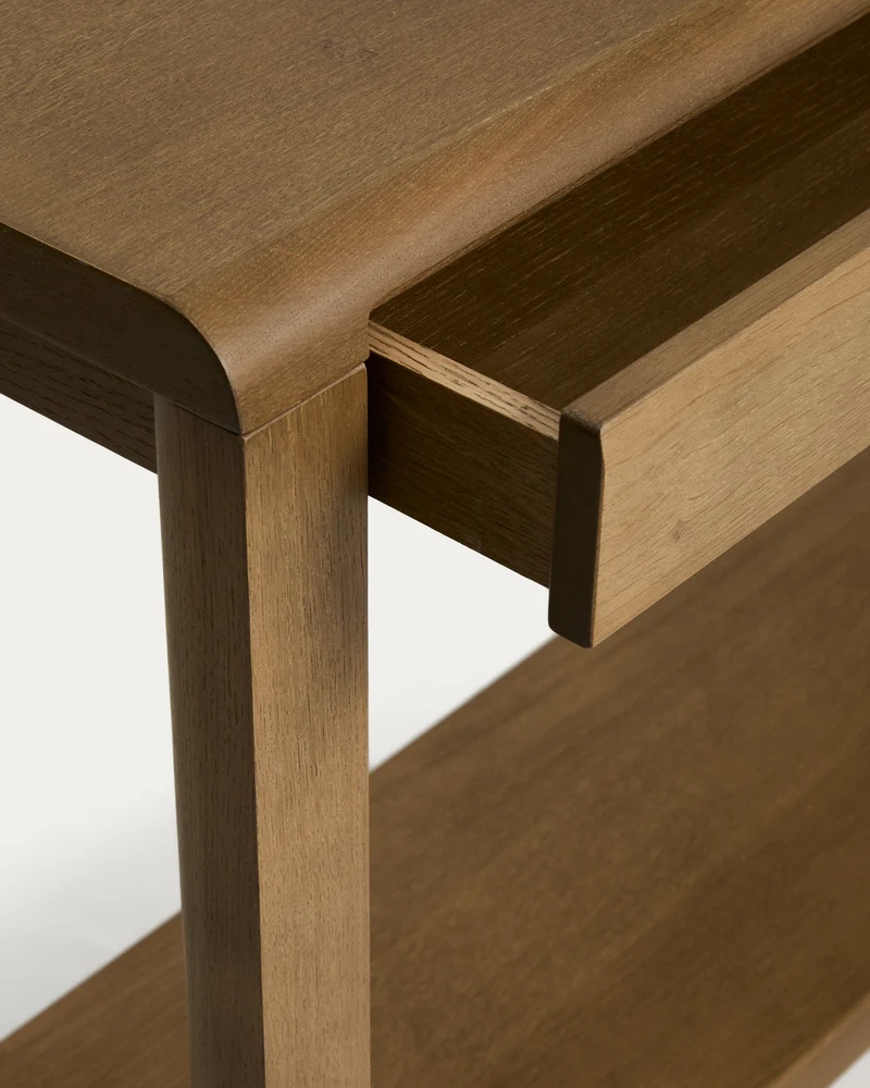 Arelida console table made of oak veneer and solid oak wood with light brown finish 112 x 80 cm FSC Mix Credit