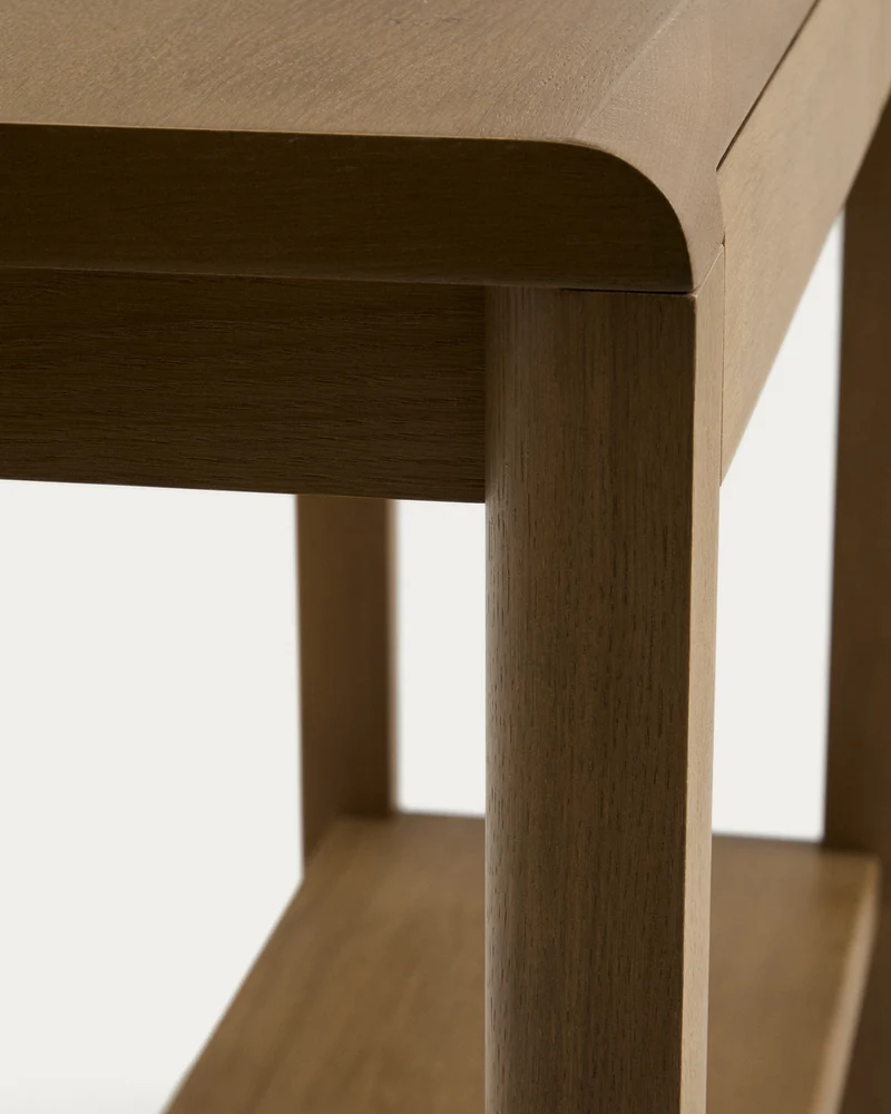 Arelida console table made of oak veneer and solid oak wood with light brown finish 112 x 80 cm FSC Mix Credit