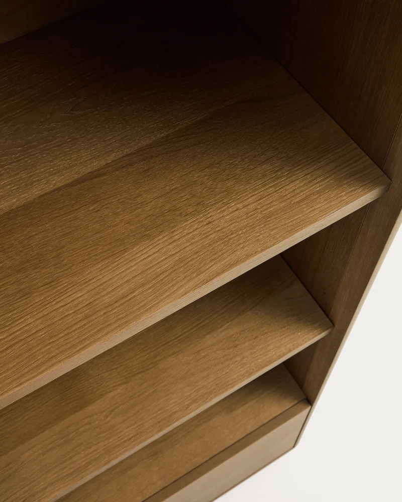 Arelida shelving unit made of oak veneer and solid oak wood with light brown finish 90 x 185 cm FSC Mix Credit