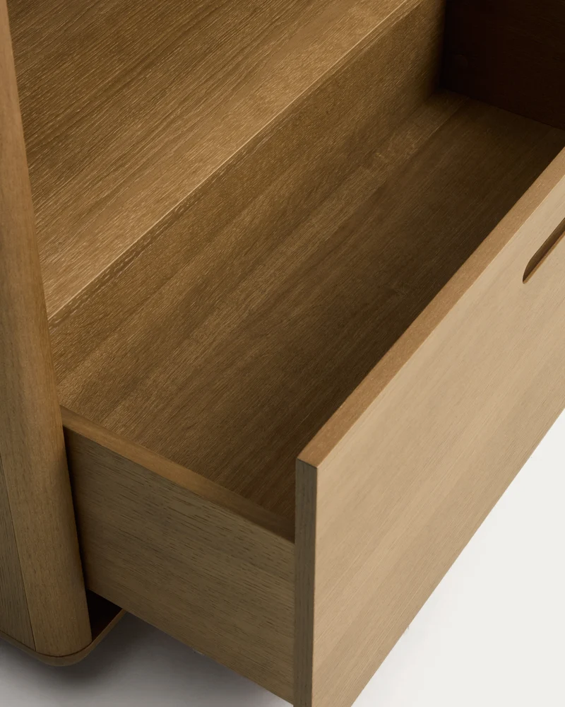 Arelida shelving unit made of oak veneer and solid oak wood with light brown finish 90 x 185 cm FSC Mix Credit