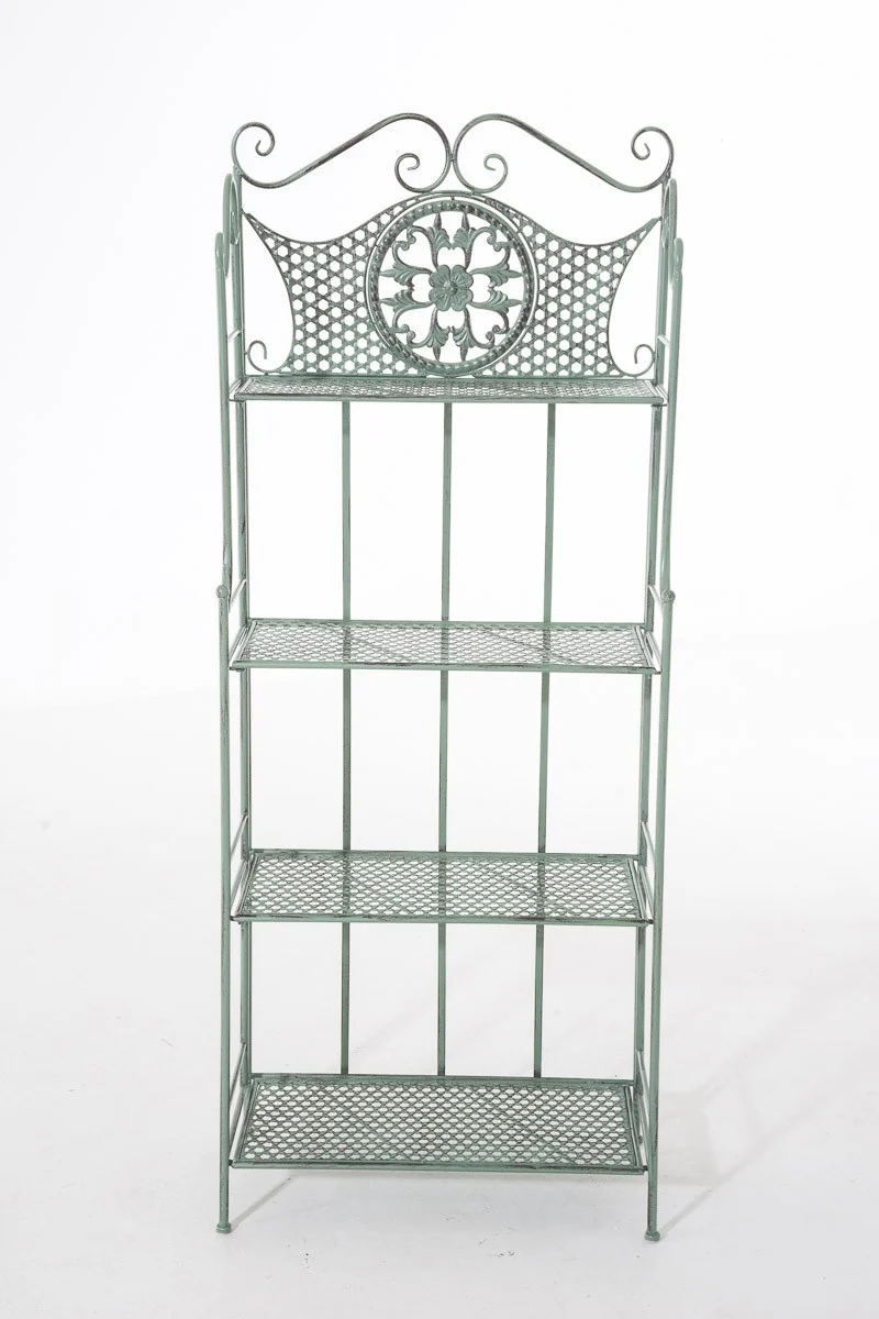 Etagère de rangement plantes 4 niveaux en fer 153x61x33 cm vert vieilli ETA10022