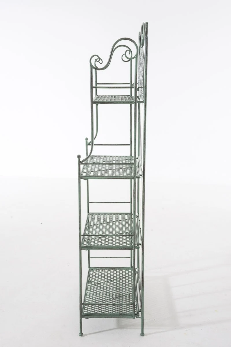 Etagère de rangement plantes 4 niveaux en fer 153x61x33 cm vert vieilli ETA10022