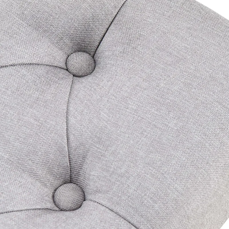 Banc capitonné rembourré 100 cm tissu gris avec structure en métal noir design contemporain 10_0008731