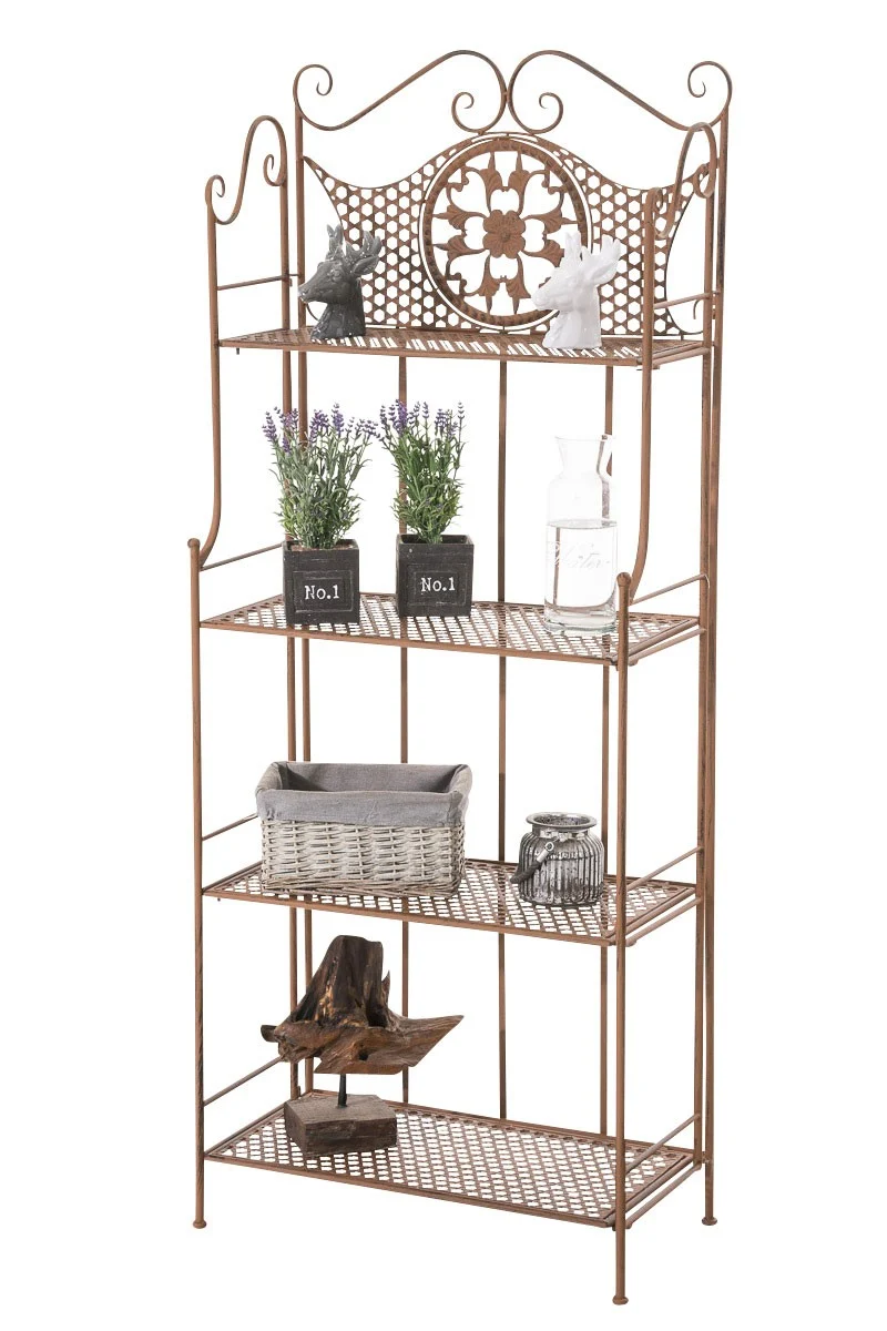 Etagère de rangement plantes 4 niveaux en fer 153x61x33 cm marron vieilli ETA10023