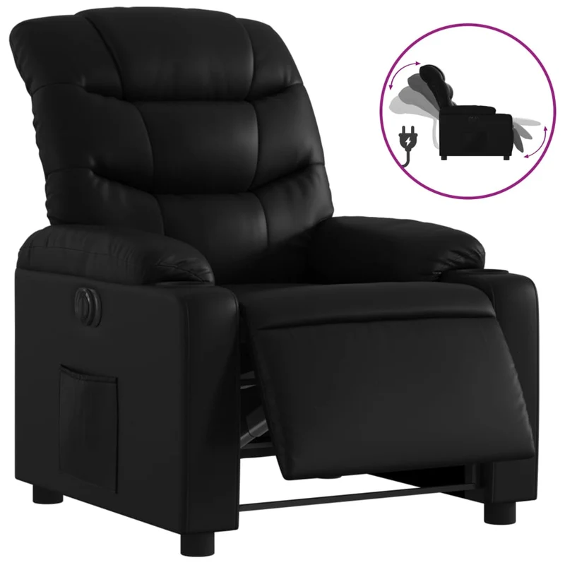 Fauteuil relax TV fonction d'inclinaison électrique très confortable en PVC noir DEC028470