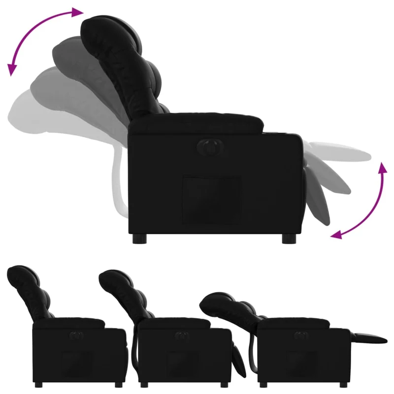 Fauteuil relax TV fonction d'inclinaison électrique très confortable en PVC noir DEC028470