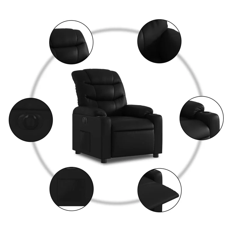 Fauteuil relax TV fonction d'inclinaison électrique très confortable en PVC noir DEC028470